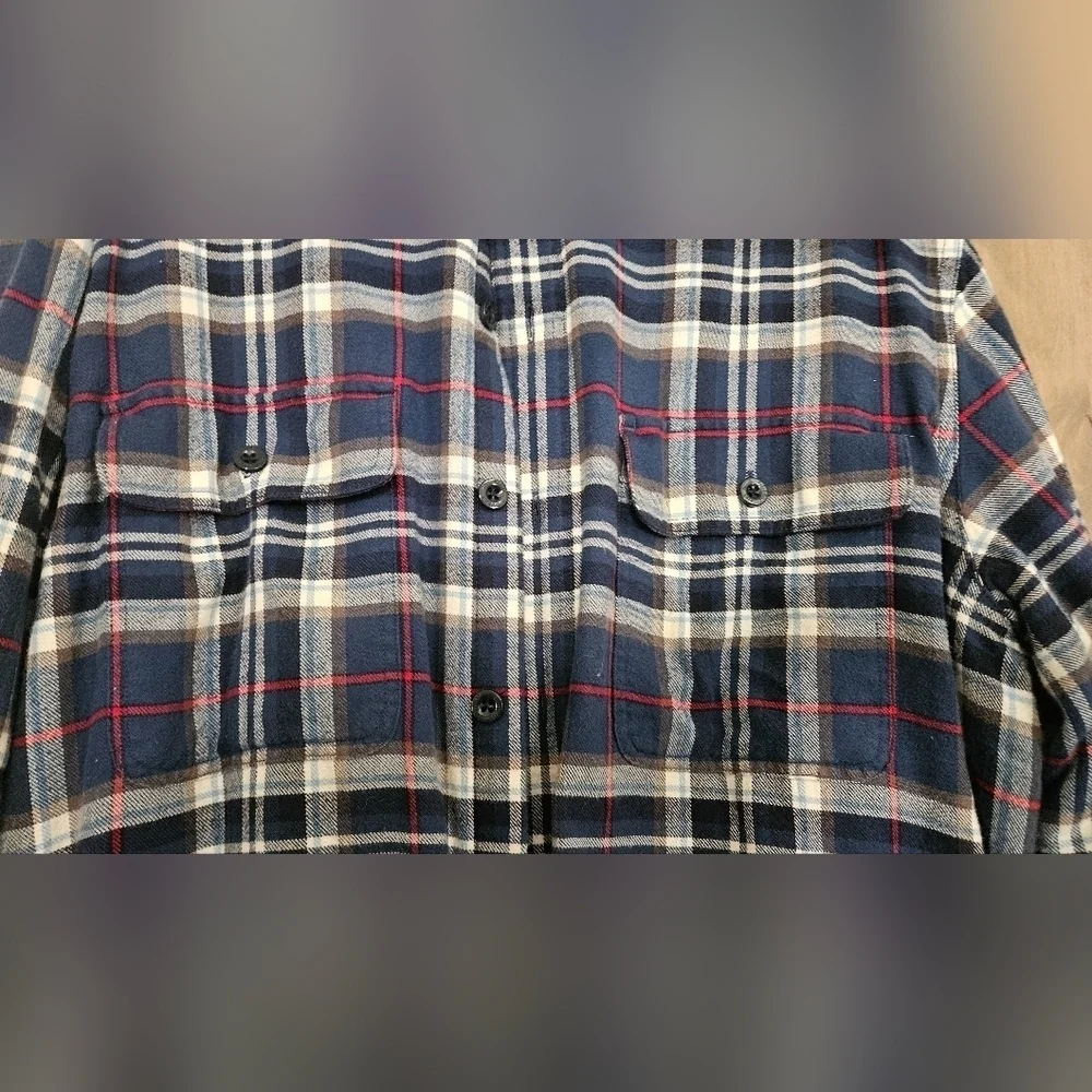 L.L.BEAN Men's Fleece-Lined Flannel Shirt, Traditional Fit. Classic Navy.Size XL